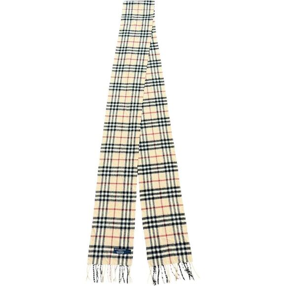 Burberry 100% Cashmere Scarf Beige Nova Check in Stone 112” Extra Long x 7” Wide - Picture 2 of 8